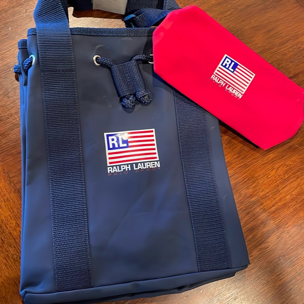 Ralph Lauren tote with cosmetic bag. Vinyl. Never used. Vinyl